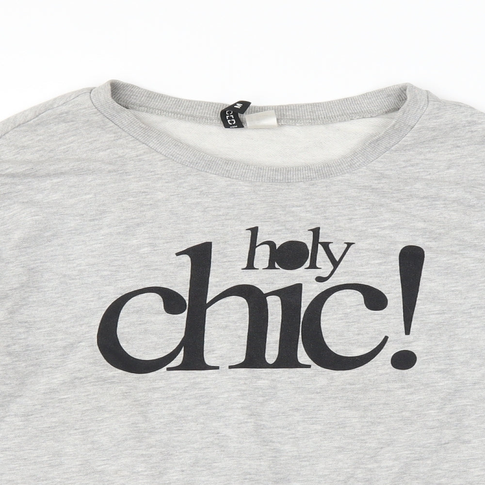 H&M Womens Grey   Pullover Sweatshirt Size M  - slogan