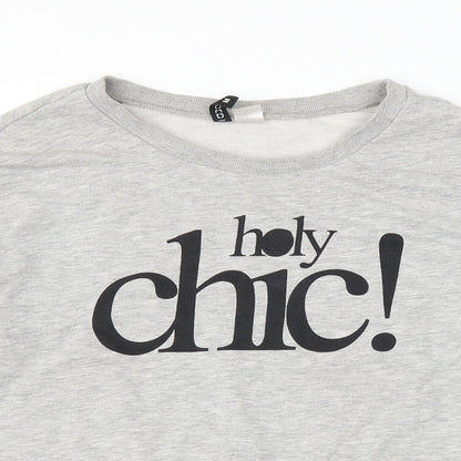 H&M Womens Grey   Pullover Sweatshirt Size M  - slogan