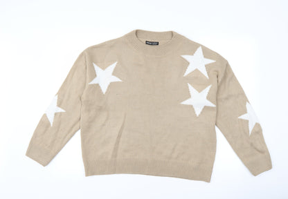 SheIn Womens Brown   Pullover Jumper Size L  - star print
