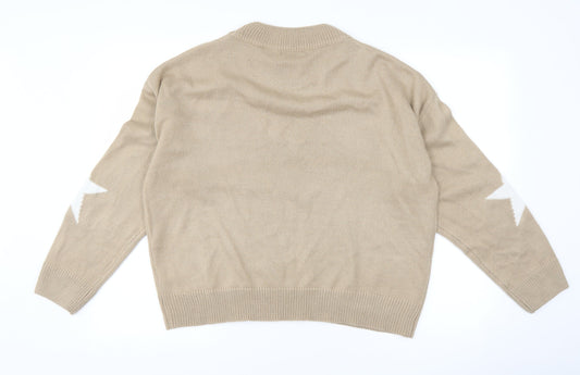 SheIn Womens Brown   Pullover Jumper Size L  - star print
