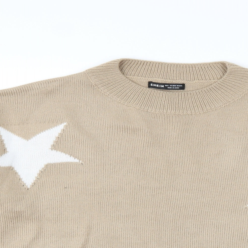 SheIn Womens Brown   Pullover Jumper Size L  - star print