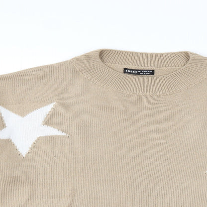 SheIn Womens Brown   Pullover Jumper Size L  - star print
