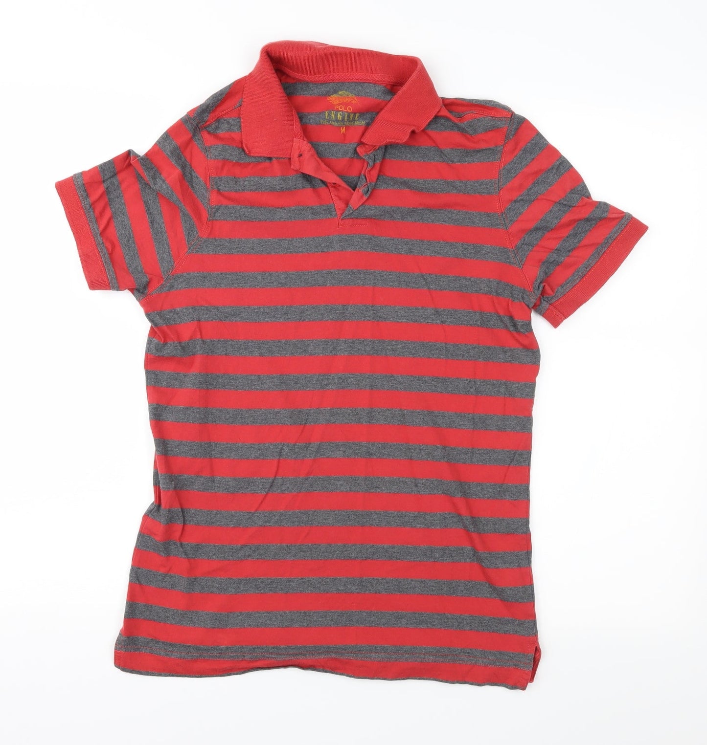 Engine Mens Red Striped   Polo Size M
