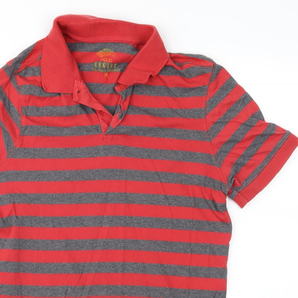 Engine Mens Red Striped   Polo Size M