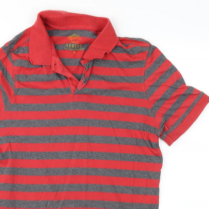 Engine Mens Red Striped   Polo Size M