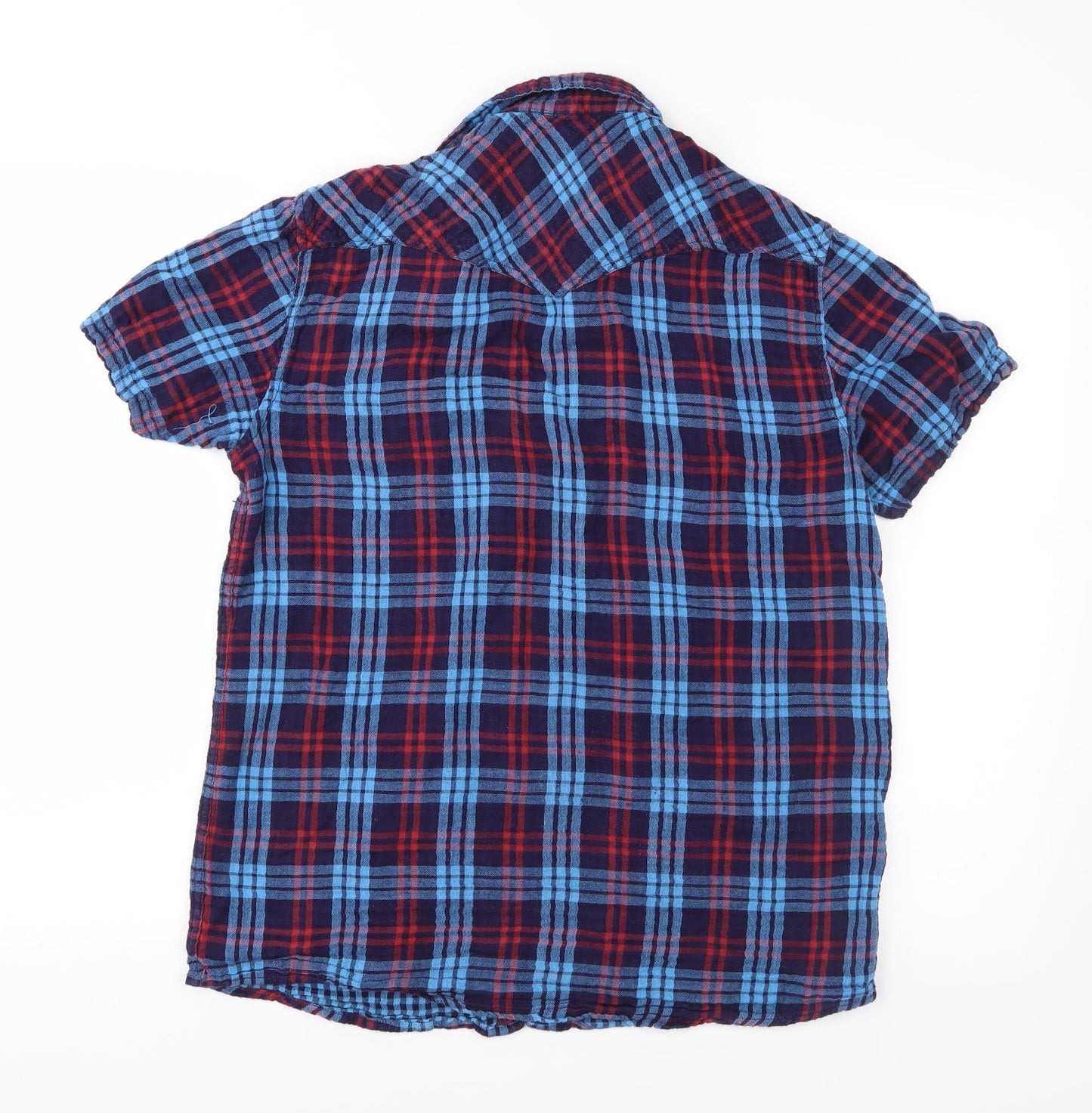 Pull&Bear Mens Blue Check   Button-Up Size M