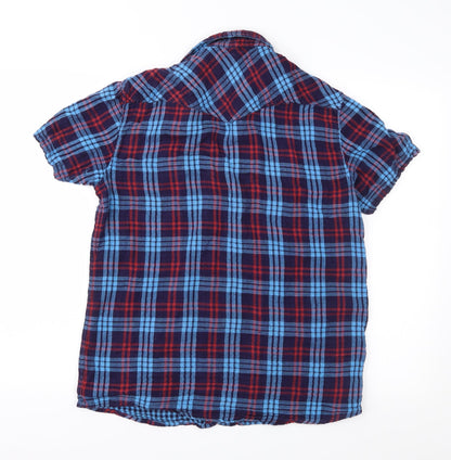 Pull&Bear Mens Blue Check   Button-Up Size M
