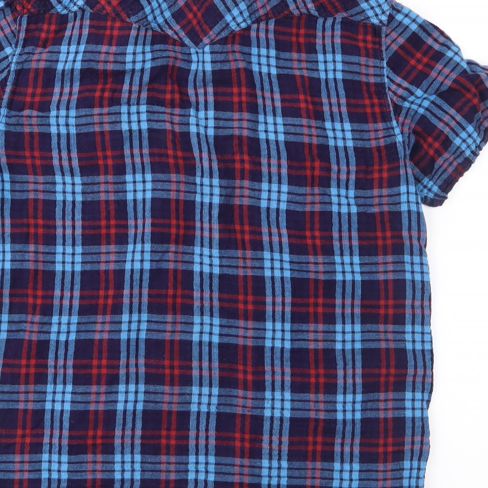 Pull&Bear Mens Blue Check   Button-Up Size M
