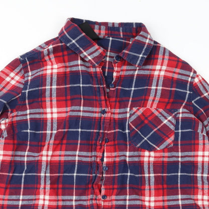 FACTORIE Womens Red Check  Basic Button-Up Size S