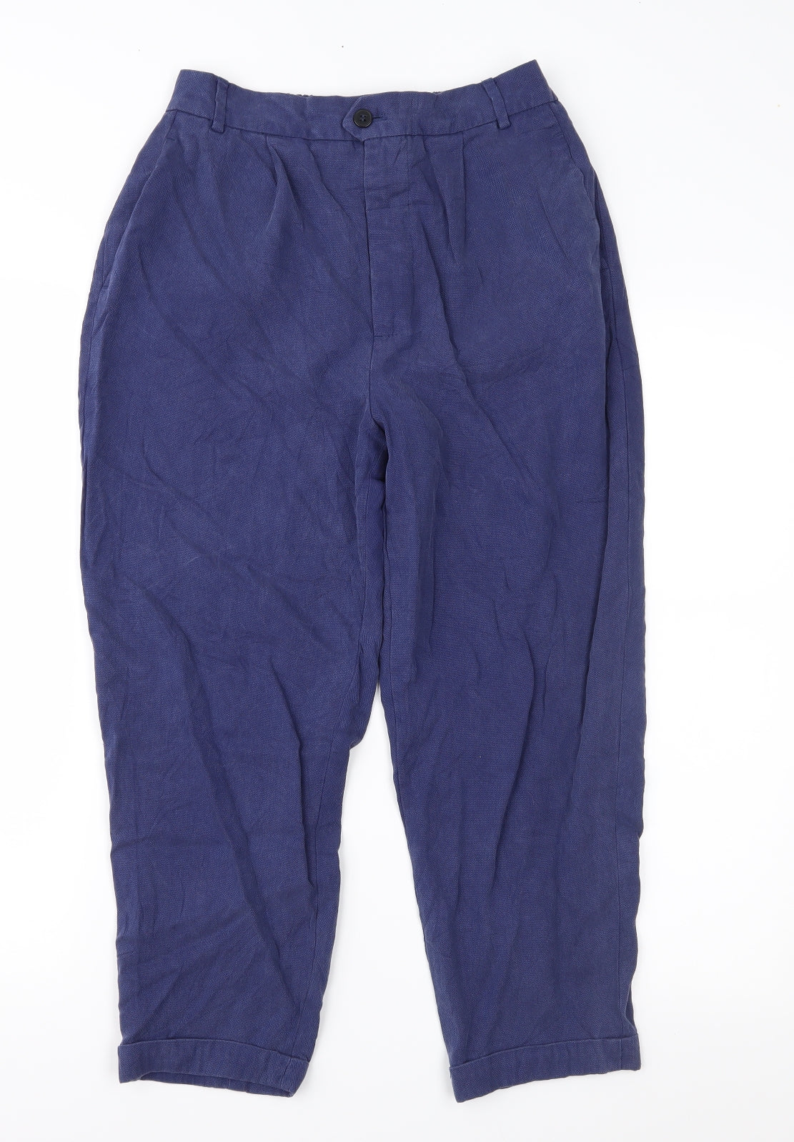 Womens UK Size S Zara Regular Fit Pedal Pusher Blue Trousers