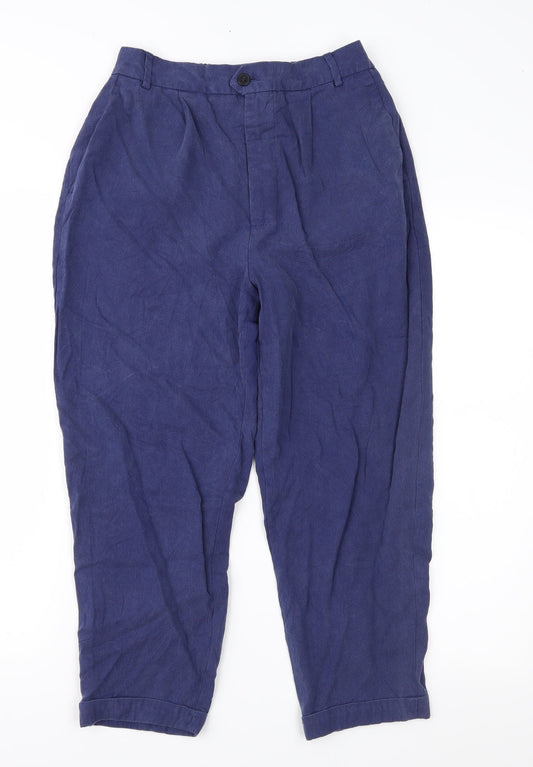 Womens UK Size S Zara Regular Fit Pedal Pusher Blue Trousers