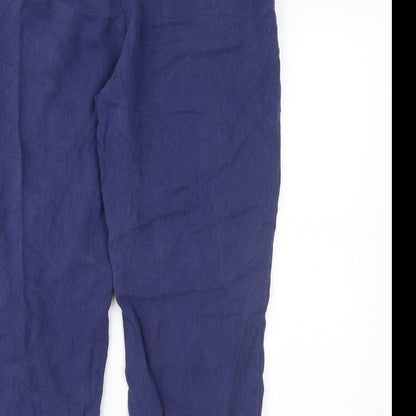 Womens UK Size S Zara Regular Fit Pedal Pusher Blue Trousers