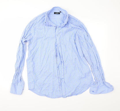 Mens UK Size 15.5 Chen One Blue  Button-Up Long Sleeve Casual Shirt