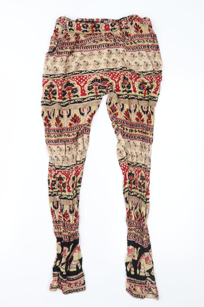 Angie Womens Brown Geometric  Trousers  Size S L28 in