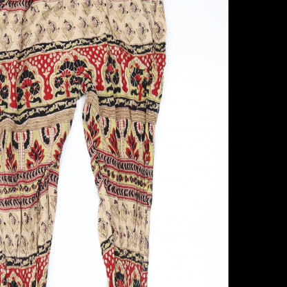 Angie Womens Brown Geometric  Trousers  Size S L28 in