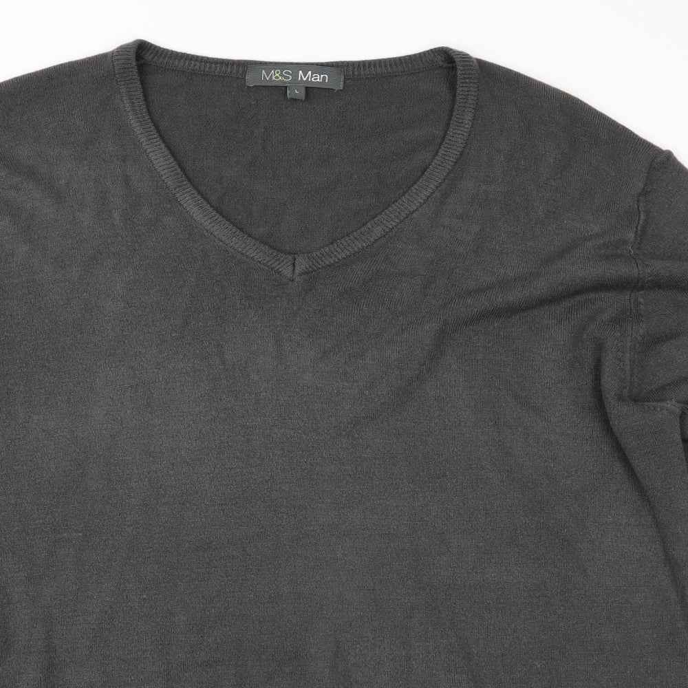 Marks and Spencer Mens Grey  Knit Pullover Jumper Size L