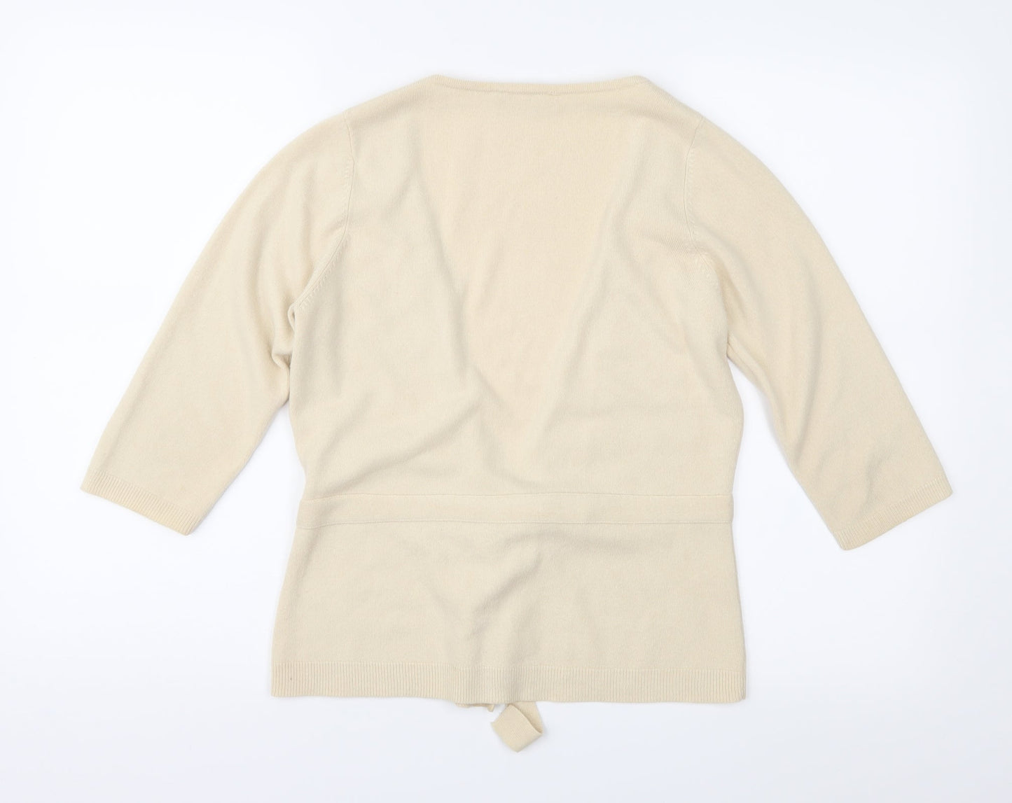 BHS Womens Beige Floral Knit Cardigan Jumper Size 12