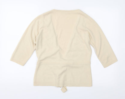 BHS Womens Beige Floral Knit Cardigan Jumper Size 12