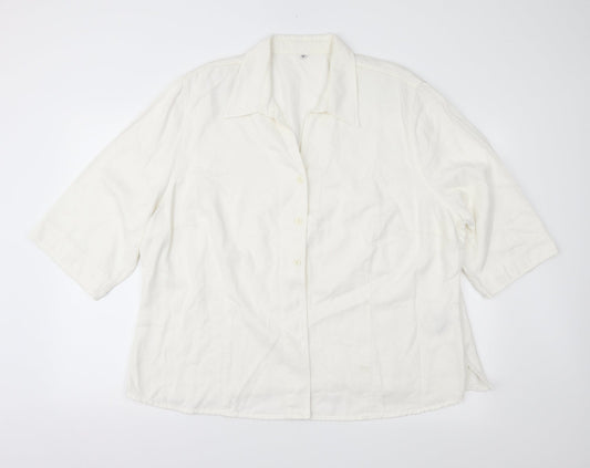 Womens UK Size 26 Preworn Ivory Basic Button-Up