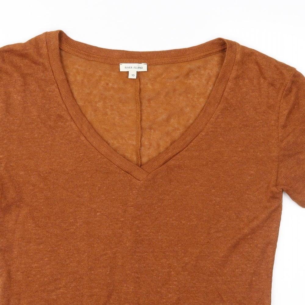 River Island Womens Brown  Knit Pullover Jumper Size 10