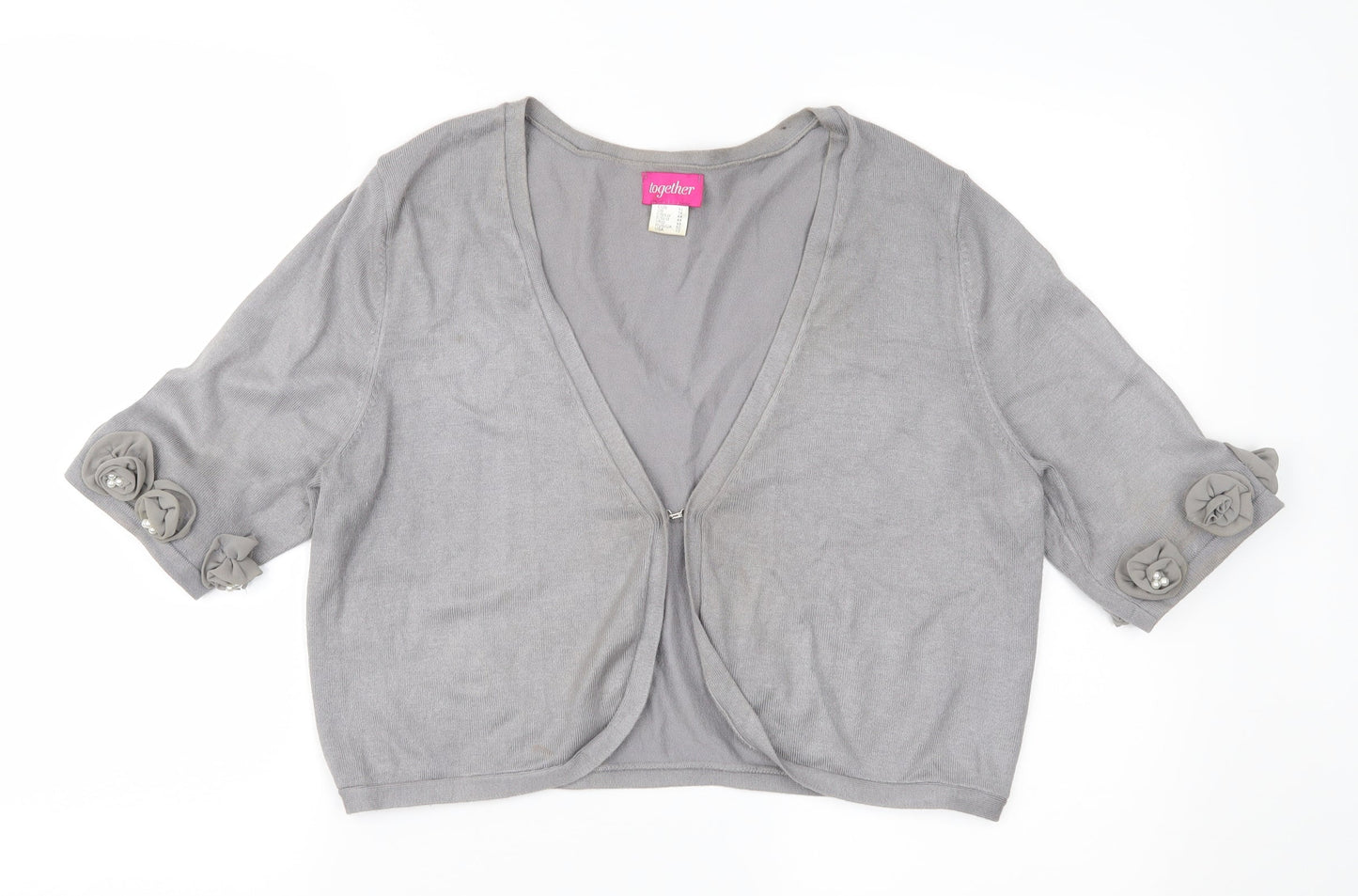 Together Womens Grey  Knit Cardigan Jumper Size 16