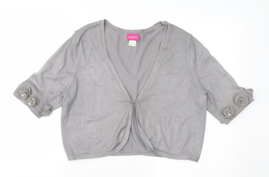 Together Womens Grey  Knit Cardigan Jumper Size 16