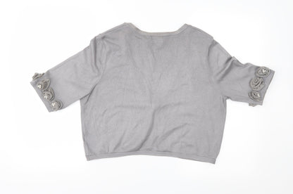Together Womens Grey  Knit Cardigan Jumper Size 16