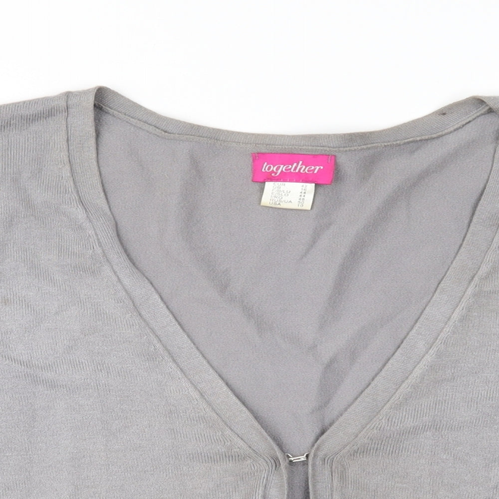 Together Womens Grey  Knit Cardigan Jumper Size 16