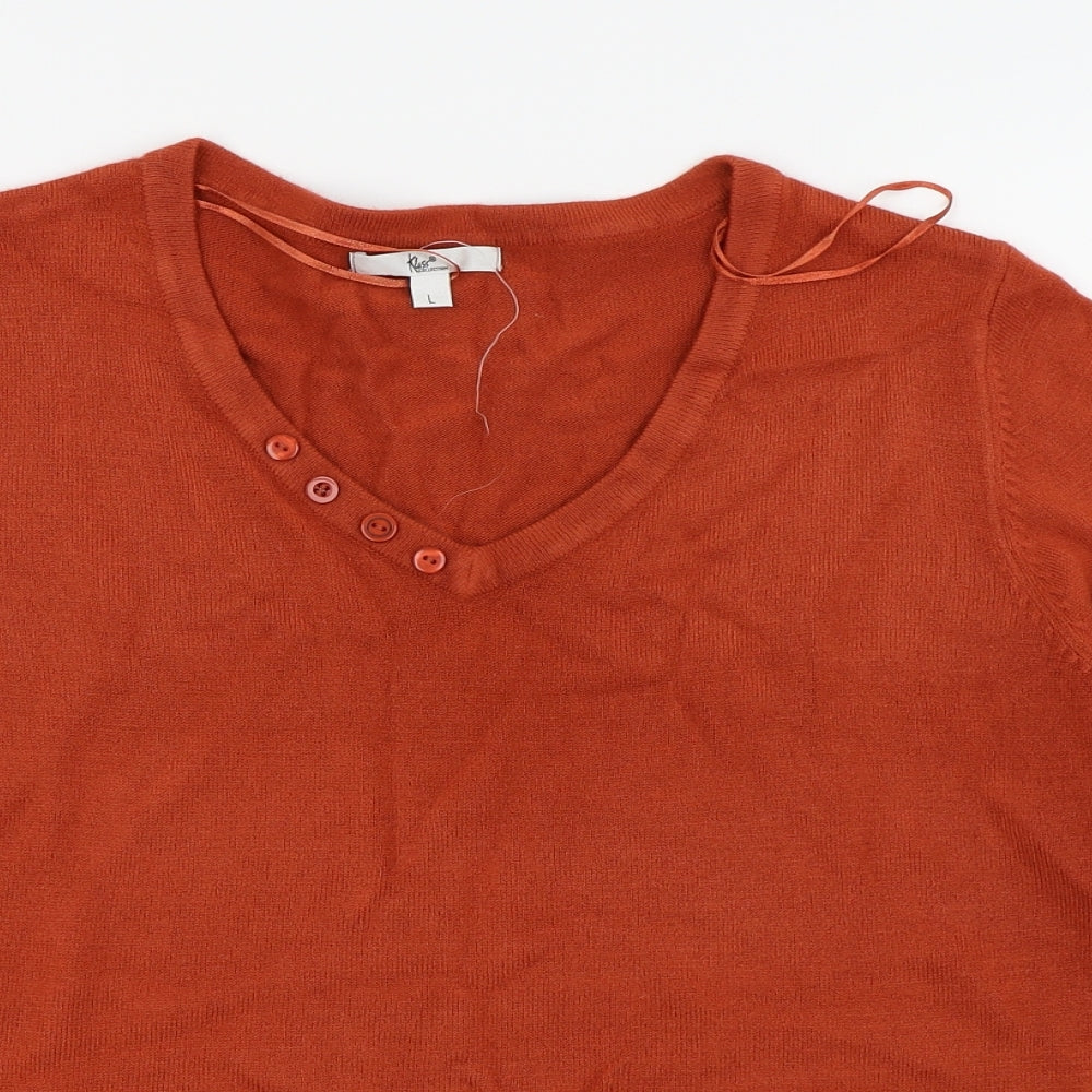 Womens UK Size L Klass Orange Basic T-Shirt