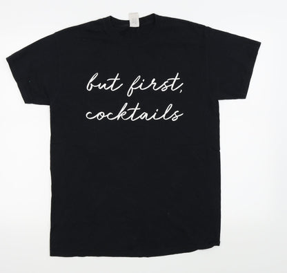 Womens UK Size M Gildan Black Basic T-Shirt