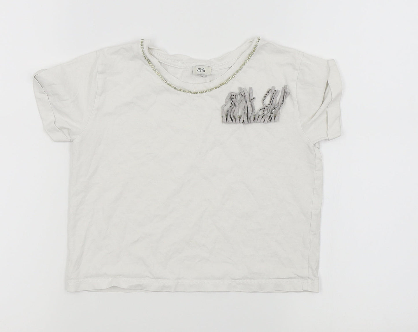 River Island Girls White   Basic T-Shirt Size 7-8 Years