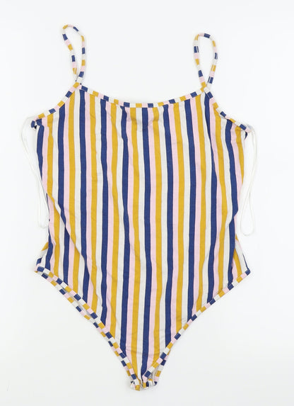 Primark Womens Multicoloured Striped  Bodysuit One-Piece Size 12