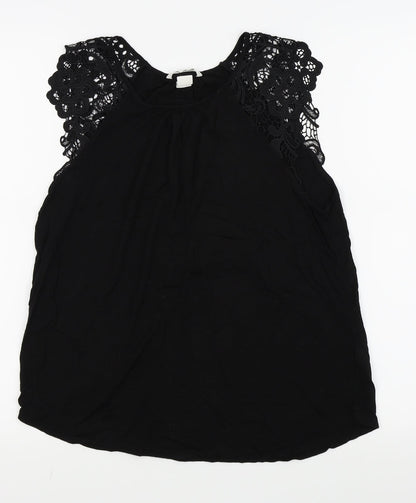 Womens UK Size M H&M Black Basic T-Shirt
