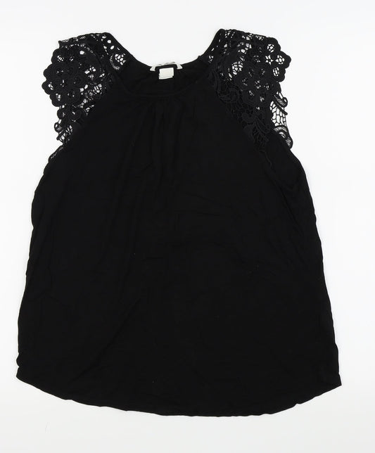 Womens UK Size M H&M Black Basic T-Shirt