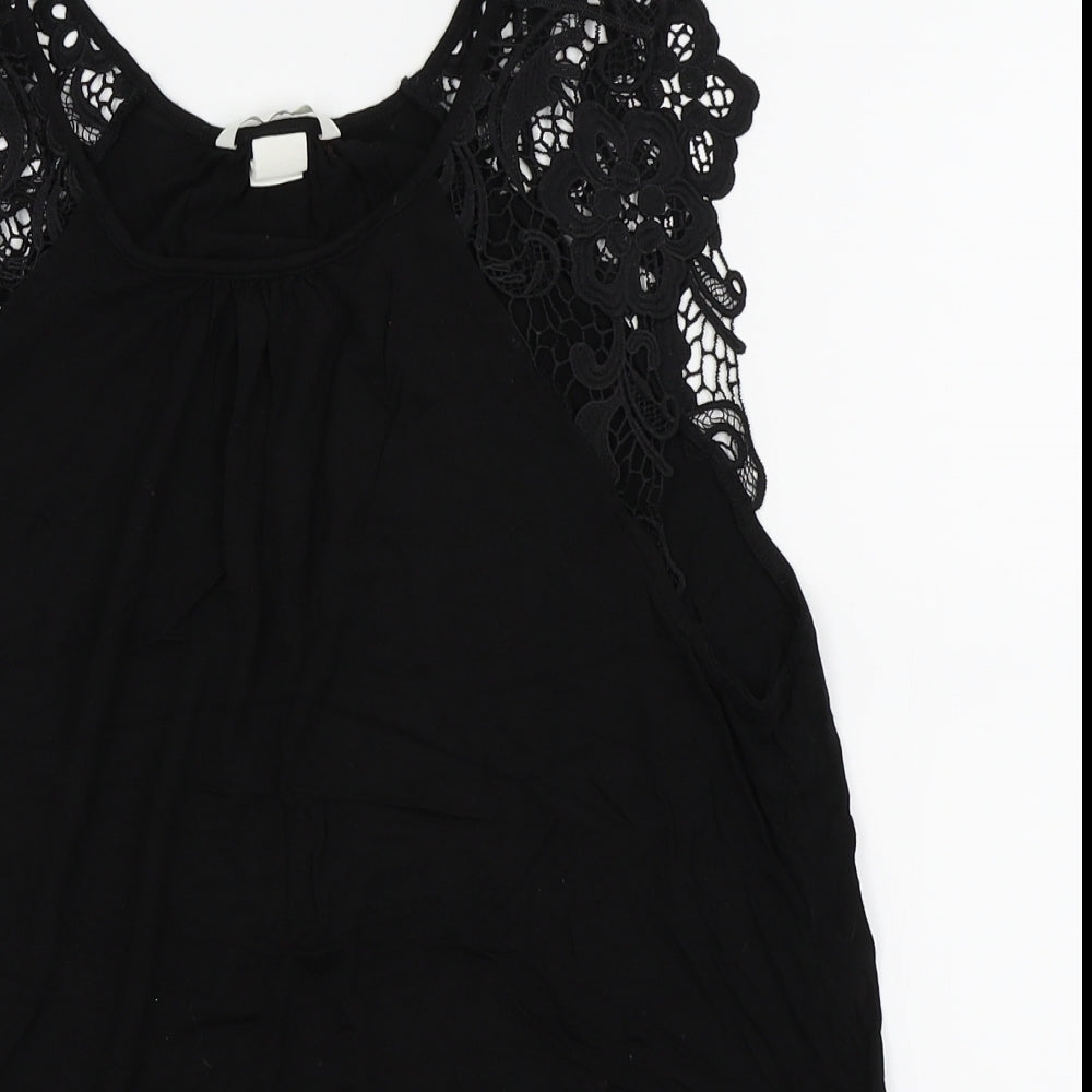 Womens UK Size M H&M Black Basic T-Shirt