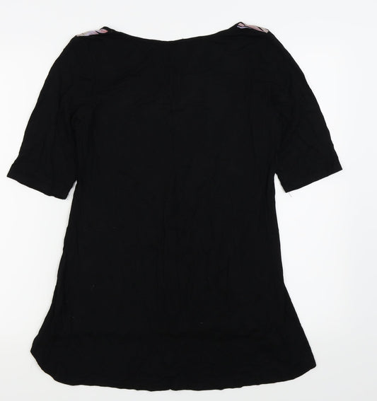 Womens UK Size 14 Preworn Black Basic T-Shirt
