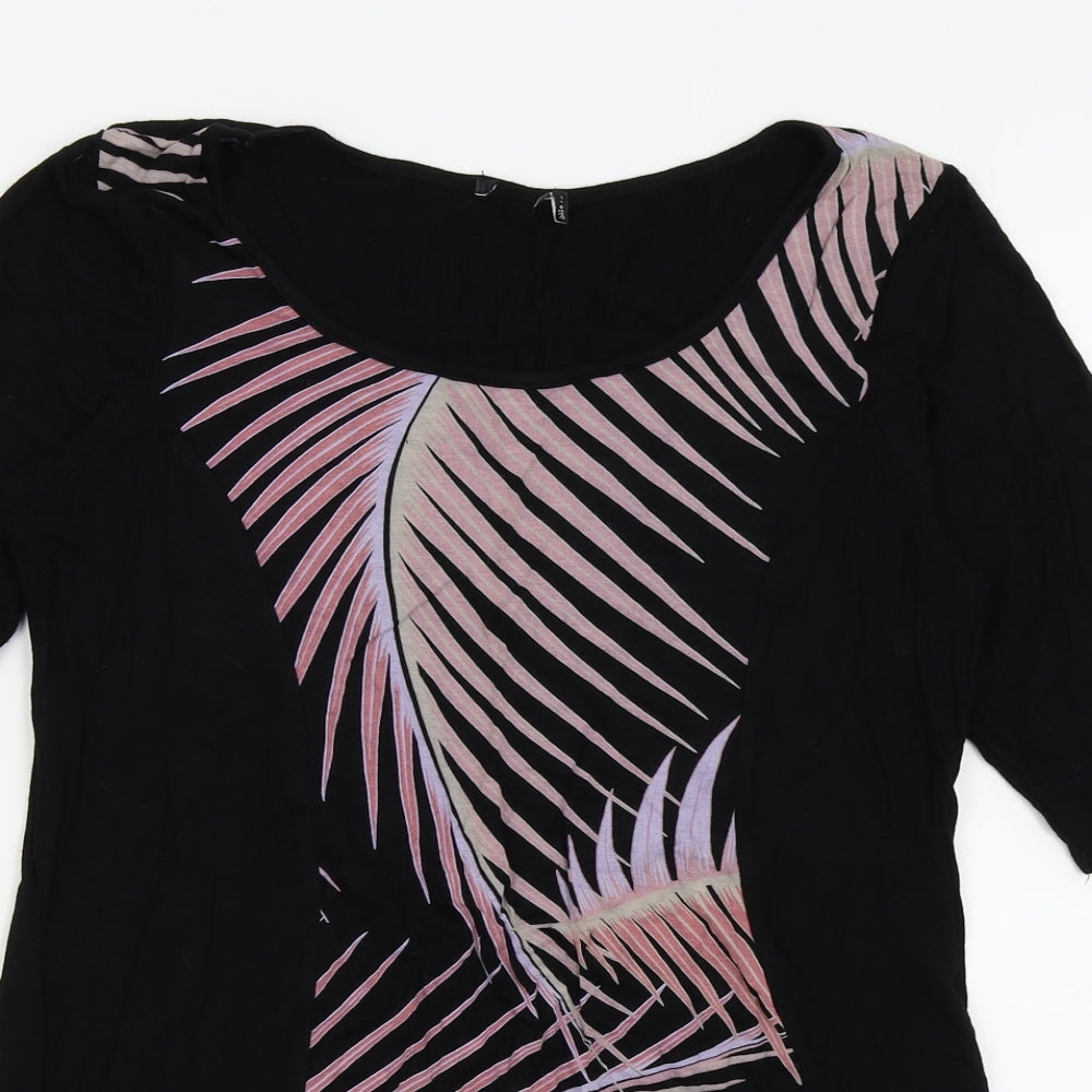 Womens UK Size 14 Preworn Black Basic T-Shirt