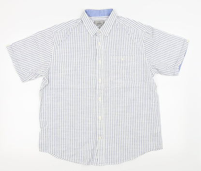 Mens UK Size M M&S White  Button-Up Short Sleeve Casual Shirt