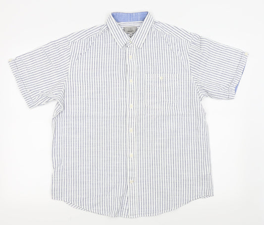 Mens UK Size M M&S White  Button-Up Short Sleeve Casual Shirt