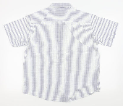 Mens UK Size M M&S White  Button-Up Short Sleeve Casual Shirt