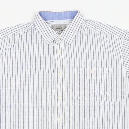 Mens UK Size M M&S White  Button-Up Short Sleeve Casual Shirt