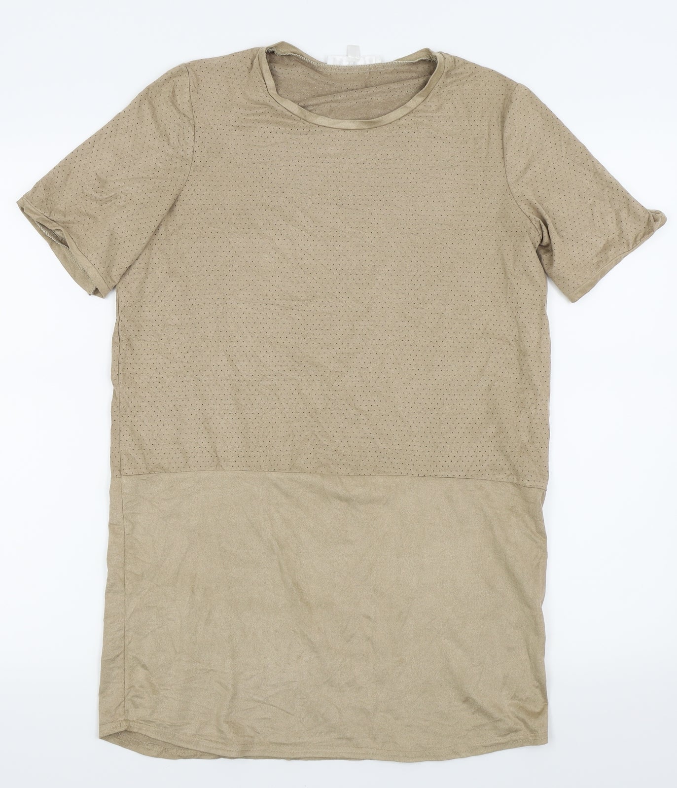 Womens UK Size 10 Missguided Beige Basic T-Shirt