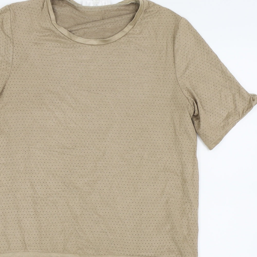 Womens UK Size 10 Missguided Beige Basic T-Shirt
