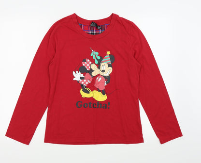Primark Womens Red Solid  Top Pyjama Top Size 10  - disney