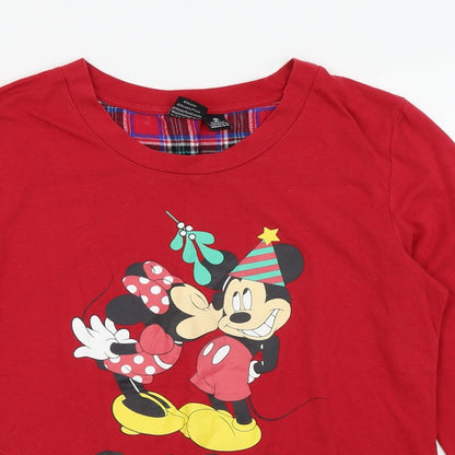 Primark Womens Red Solid  Top Pyjama Top Size 10  - disney