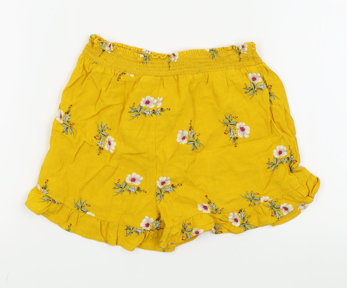 Primark Girls Yellow Floral  Hot Pants Shorts Size 6-7 Years