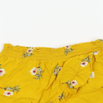 Primark Girls Yellow Floral  Hot Pants Shorts Size 6-7 Years