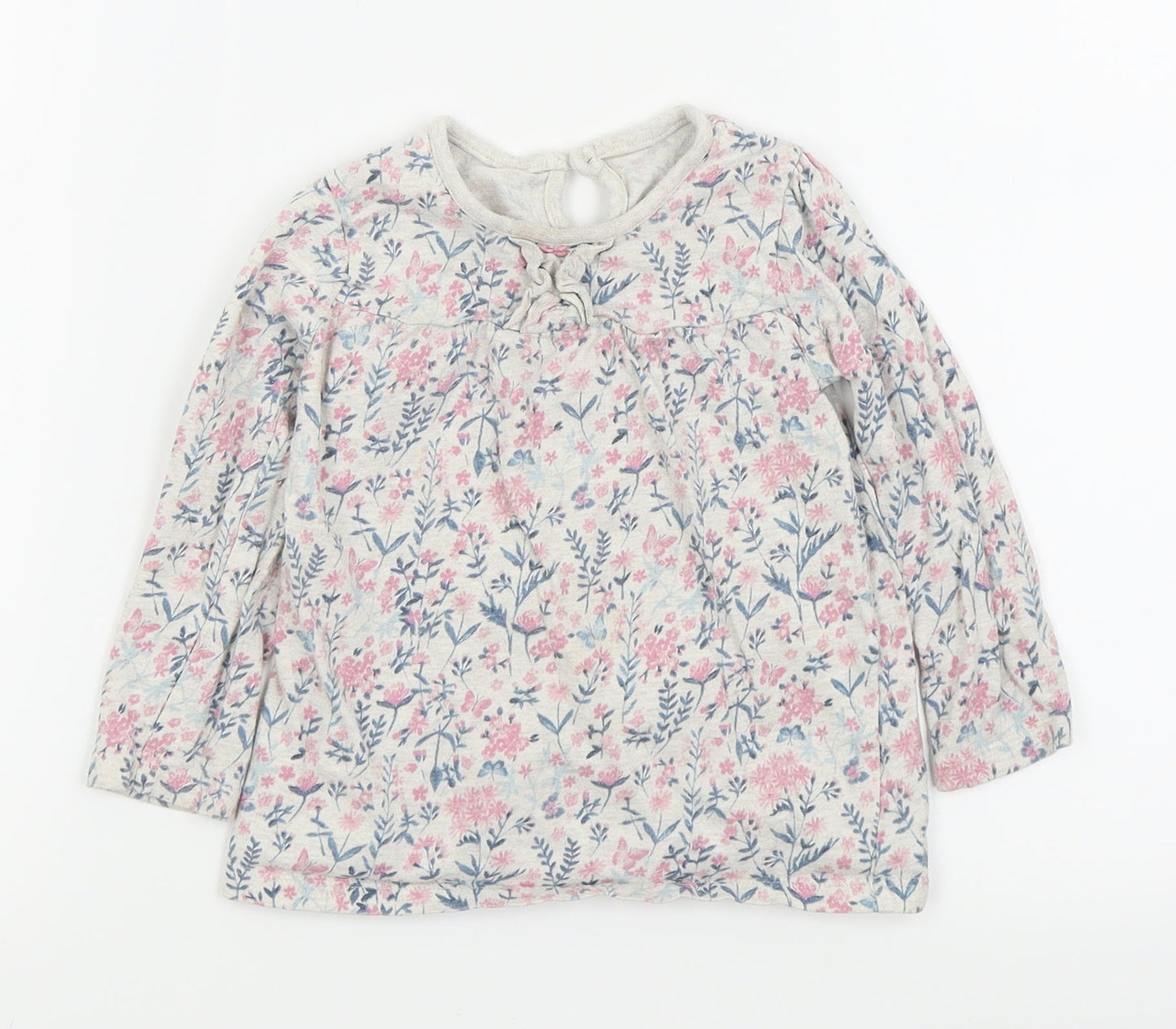 Asda George Girls White Floral  Basic T-Shirt Size 12-18 Months
