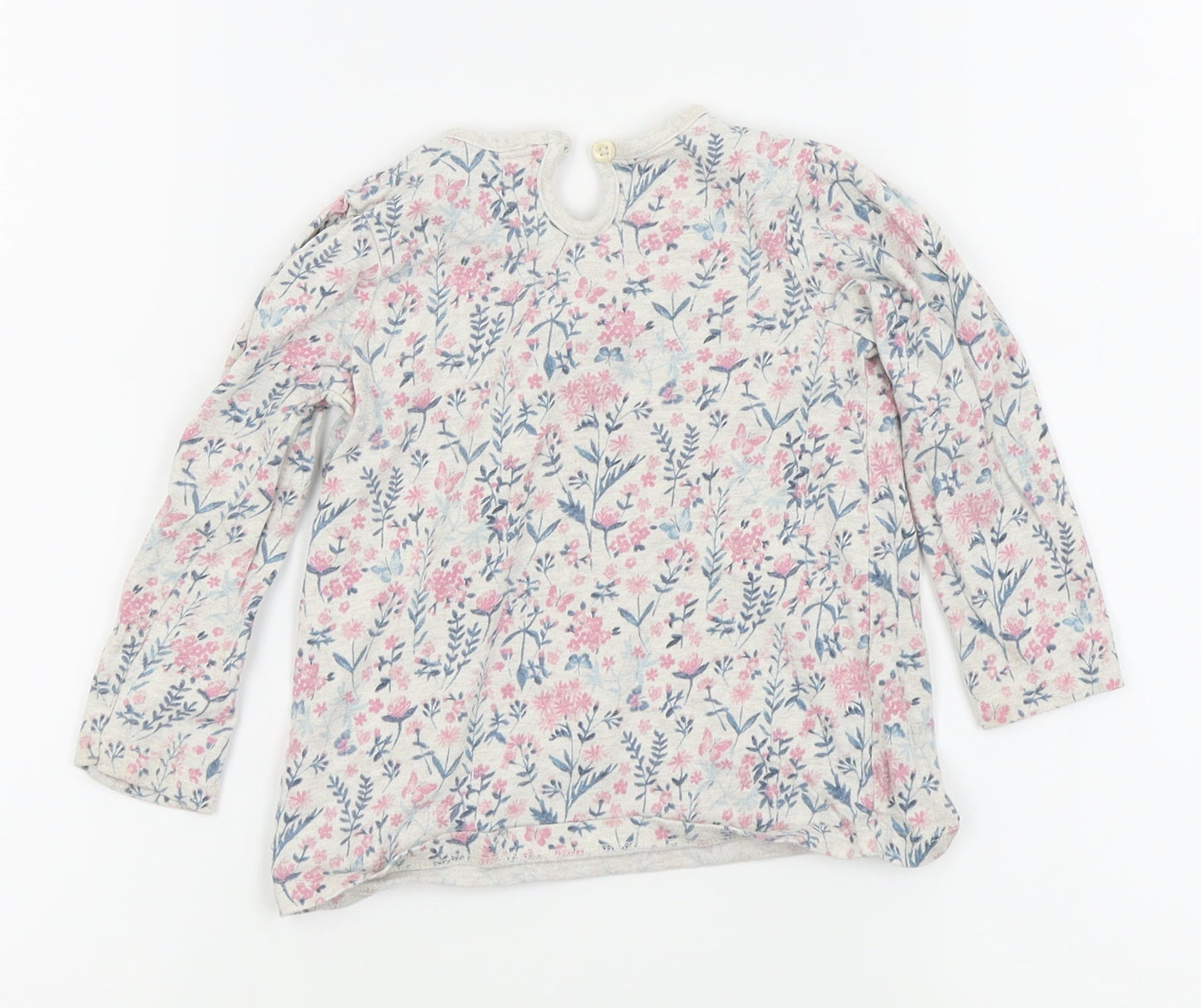 Asda George Girls White Floral  Basic T-Shirt Size 12-18 Months