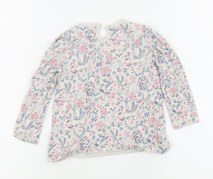 Asda George Girls White Floral  Basic T-Shirt Size 12-18 Months